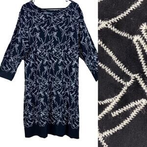 Niche Nilgun Derman Womens Scribble Stitched Tunic Dress Size XL NWT $149
